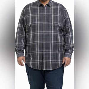 George Men's Charcoal Checkered Shirt, size 3XL, 100% cotton